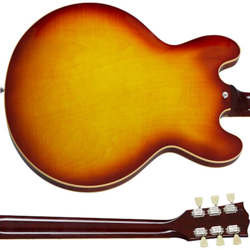 Gibson ES335 Semi-hollow 60s Figured Block Inlay in Iced Tea with Hardcase (ES35F00ITNH1) - Image 6
