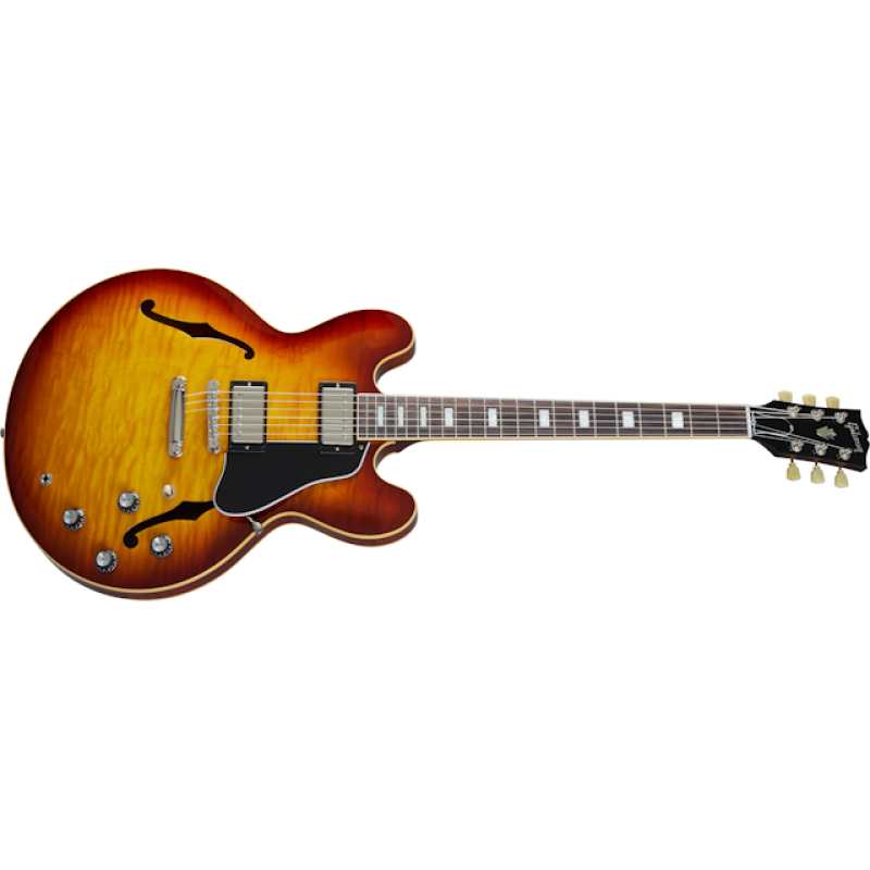 Gibson ES335 Semi-hollow 60s Figured Block Inlay in Iced Tea with Hardcase (ES35F00ITNH1) - Image 4