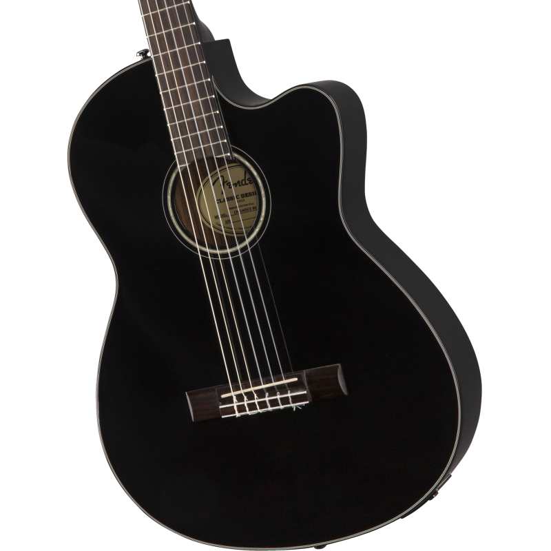 Fender CN-140SCE Nylon Thinline, Walnut Fingerboard, Black w/Case (CN140SCE) - Image 6