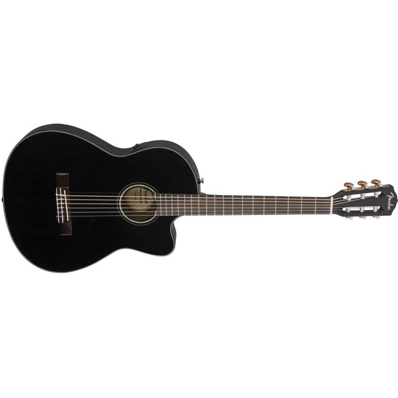 Fender CN-140SCE Nylon Thinline, Walnut Fingerboard, Black w/Case (CN140SCE) - Image 3
