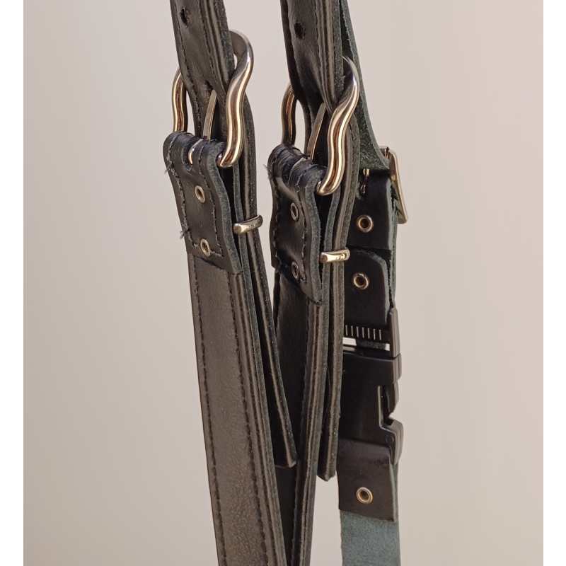 Levin Accordion Straps, Handmade Italian Leather, Black - Image 3