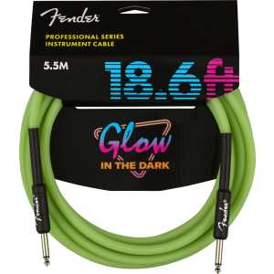 Fender Professional Glow in the Dark Cable, Green, 18.6' (5.5M) Guitar Lead