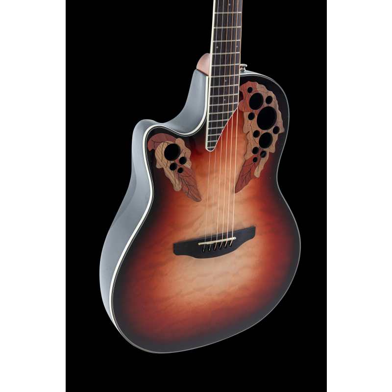 Ovation E-Acoustic Guitar Celebrity Elite Plus Mid Cutaway, Ruby Burst, Lefthanded - Image 7
