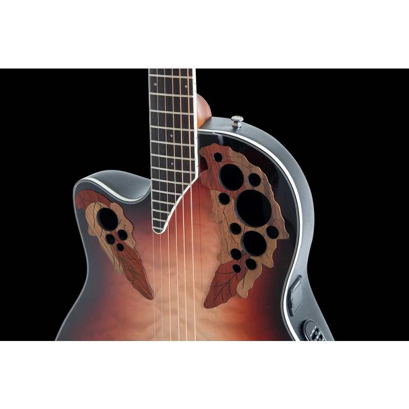 Ovation E-Acoustic Guitar Celebrity Elite Plus Mid Cutaway, Ruby Burst, Lefthanded - Image 8