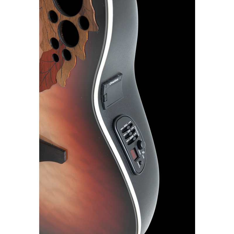 Ovation E-Acoustic Guitar Celebrity Elite Plus Mid Cutaway, Ruby Burst, Lefthanded - Image 3