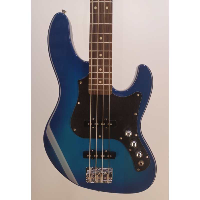FGN Guitars BMJ2-R 4-String Bass, Transparent Blue Burst - Image 10