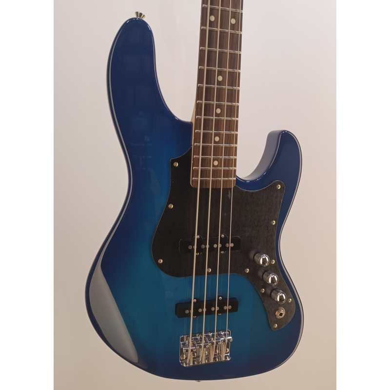 FGN Guitars BMJ2-R 4-String Bass, Transparent Blue Burst - Image 11