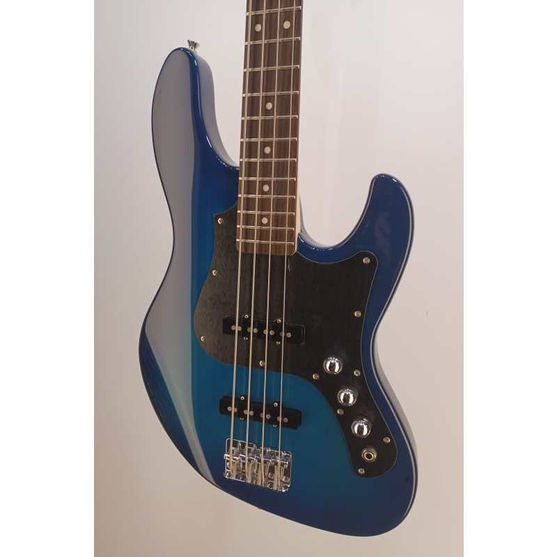 FGN Guitars BMJ2-R 4-String Bass, Transparent Blue Burst - Image 12
