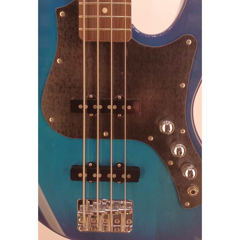 FGN Guitars BMJ2-R 4-String Bass, Transparent Blue Burst - Image 14