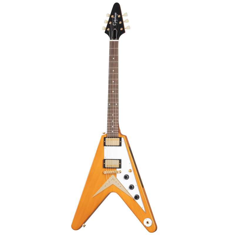 Epiphone Inspired by Gibson Custom 1958 Korina Flying V with Hardcase (IGCKFVWANAGH1) - Image 6