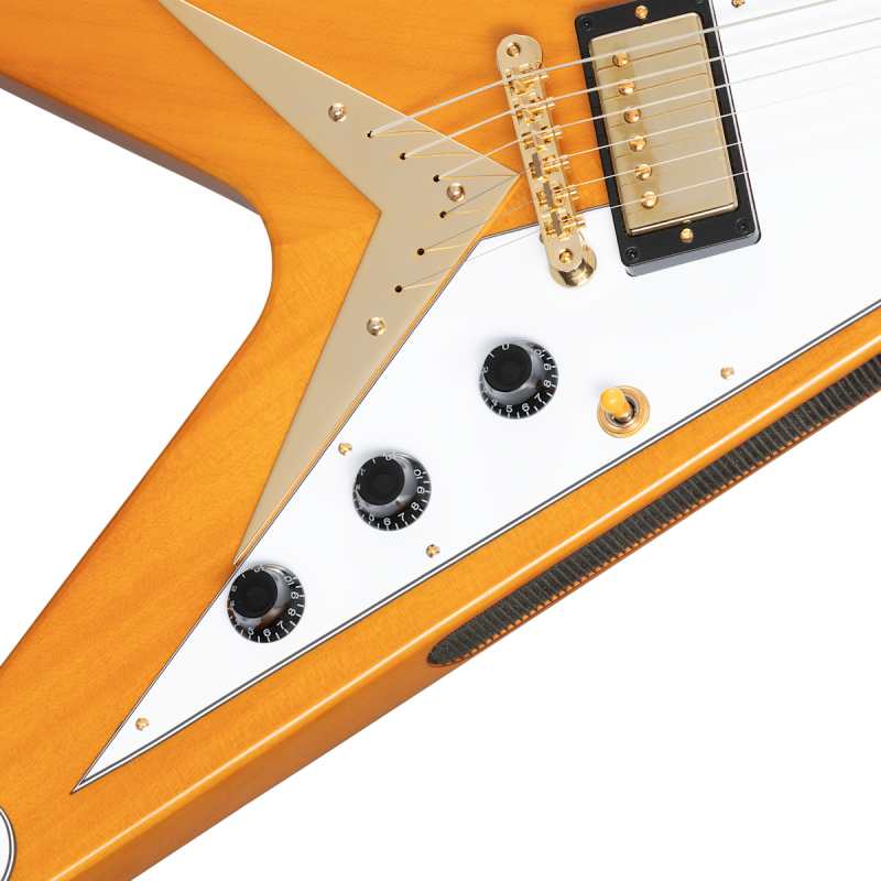 Epiphone Inspired by Gibson Custom 1958 Korina Flying V with Hardcase (IGCKFVWANAGH1) - Image 4