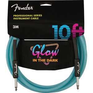 Fender Professional Glow in the Dark Cable, Blue, 10ft (3M) - LAST ONE!