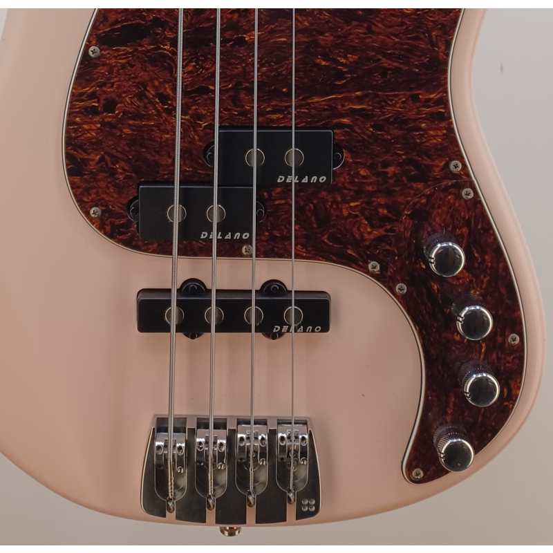 Sandberg California V 4-String, Soft Aged Shell Pink Finish - Image 12