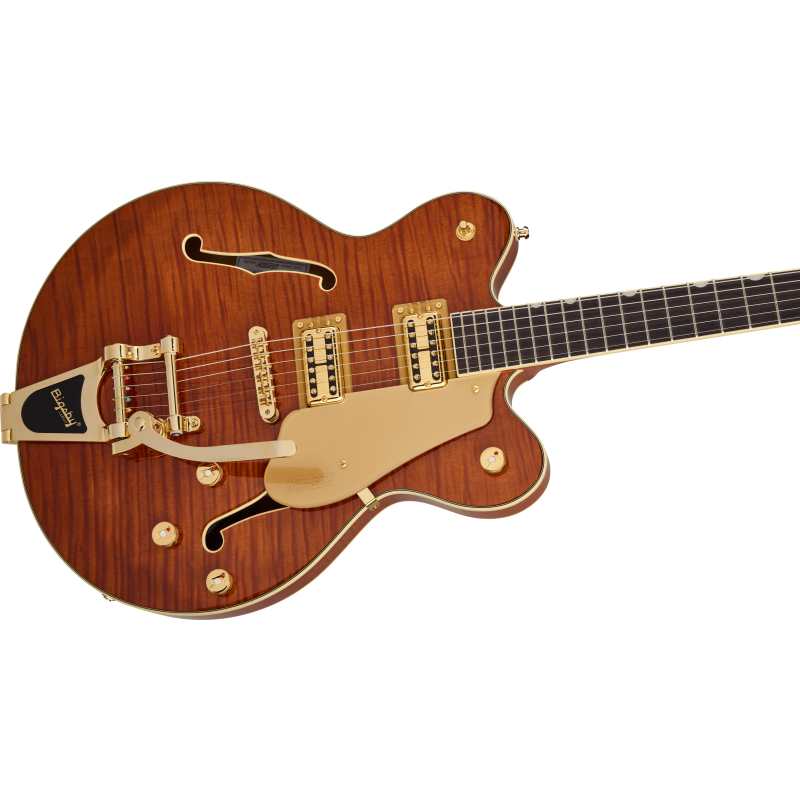 Gretsch Electromatic LTD Flame Okoume Broadkaster Double-Cut with Bigsby, Roundup Orange - Image 6