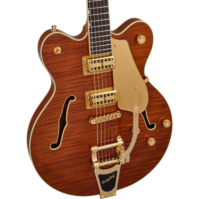 Gretsch Electromatic LTD Flame Okoume Broadkaster Double-Cut with Bigsby, Roundup Orange