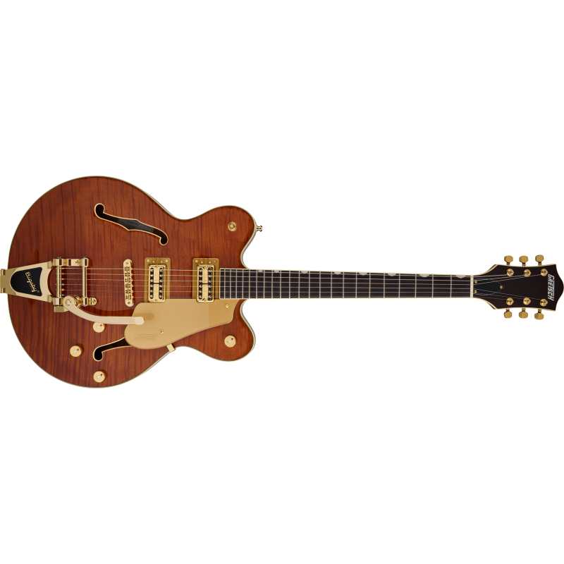 Gretsch Electromatic LTD Flame Okoume Broadkaster Double-Cut with Bigsby, Roundup Orange - Image 2