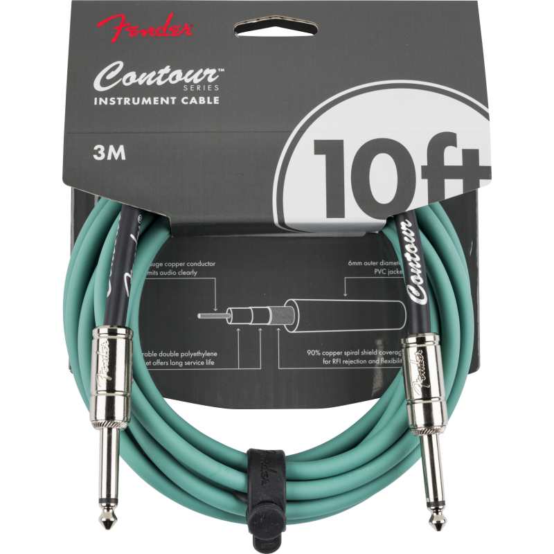 Fender Contour 10' Cable, Sherwood Green (0990571146)