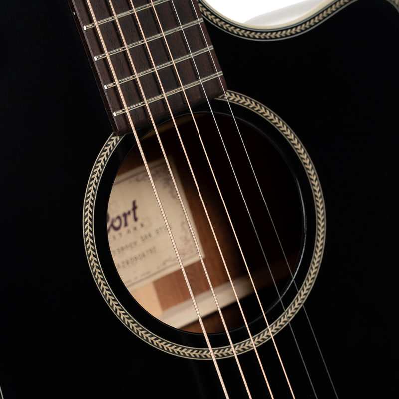 Cort Essence GA4 Black Top Semi Gloss Electro Acoustic Guitar - Image 7