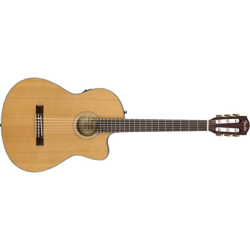 Fender CN-140SCE Nylon Thinline, Walnut Fingerboard, Natural w/Case (CN140SCE) - Image 7