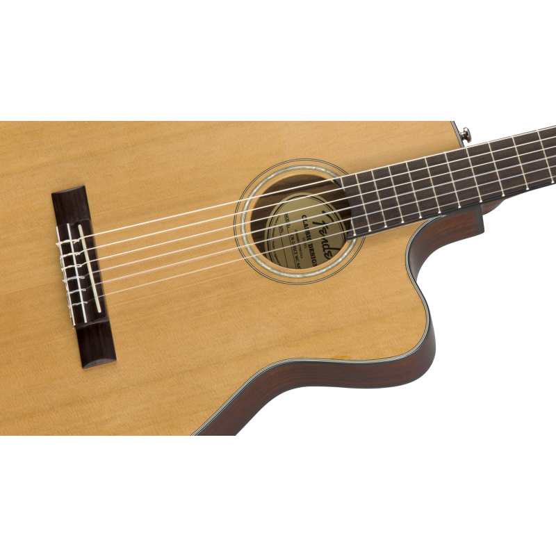 Fender CN-140SCE Nylon Thinline, Walnut Fingerboard, Natural w/Case (CN140SCE) - Image 3