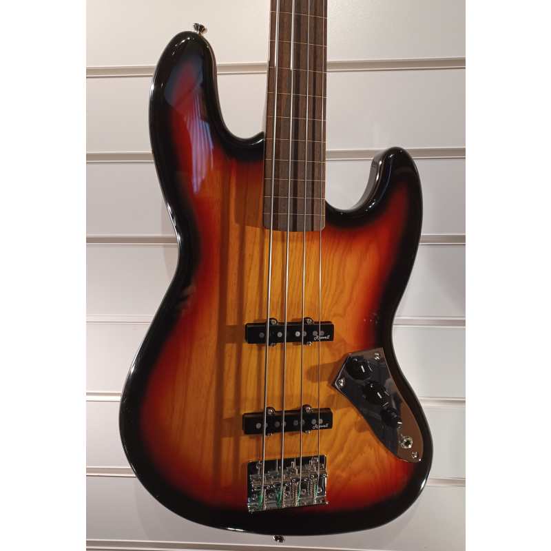 Harley Benton JB-40FL Fretless 4-String Bass, in Sunburst, Secondhand - Image 4