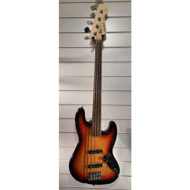 Harley Benton JB-40FL Fretless 4-String Bass, in Sunburst, Secondhand - Image 3