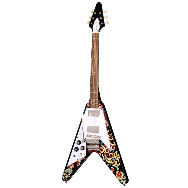 Epiphone Jimi Hendrix "Love Drops" Flying V, Ebony, LEFTHANDED - Image 10