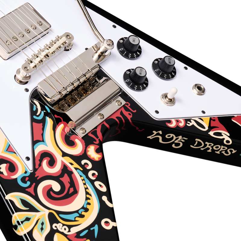 Epiphone Jimi Hendrix "Love Drops" Flying V, Ebony - Image 9