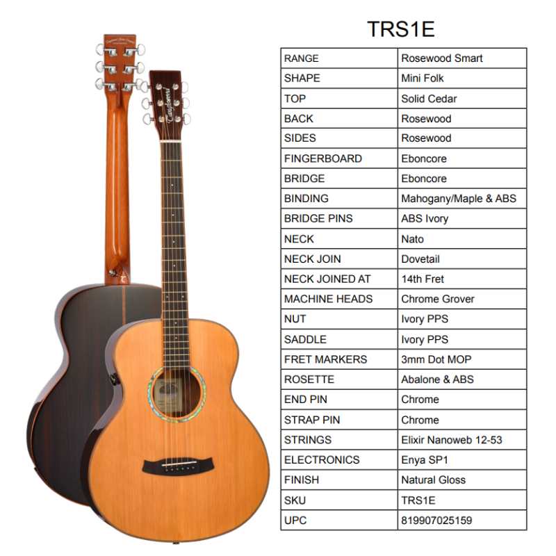 Tanglewood TRS1E Rosewood Smart Series Acoustic Guitar - Image 6